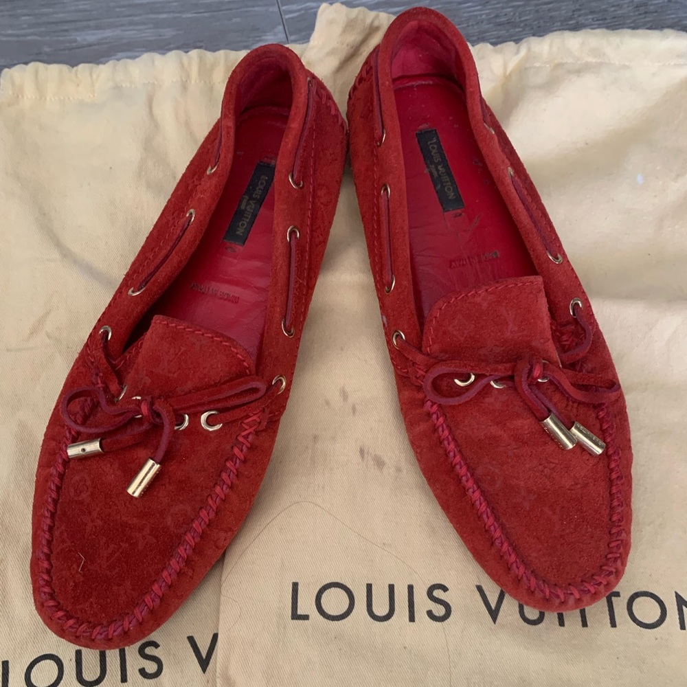 Louis Vuitton Red Suede Loafers
